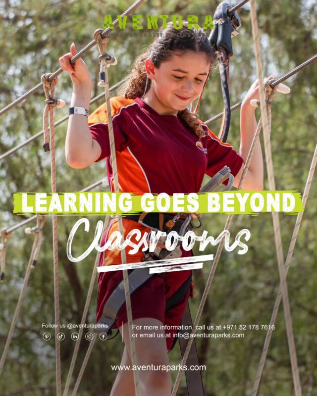 Learning doesn't stop at the classrooms. 🌄 Embrace the great outdoors and let nature be your c;assrooms. 🌳

The best way to ignite your curiosity. 💭

Grab your passes today!
☎️+971553654763
📩schools@aventuraparks.com
🔗Visit the link in the bio

#SchoolsInAction #LearningGoesBeyond #UnleashingPotential #AventuraParks #foodandnature #AdventureTime #teamwork #teambuilding  #openforall #weareback #doublethefun #newseason #funandlearning #groupactivities #activitiesforchildren #growth #learningwithnature