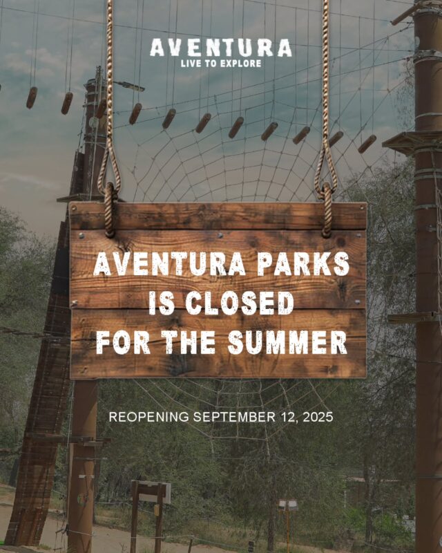 Aventura Parks is officially on a summer break! 

We’ll be back from Sept 12, ready to zip, jump, and swing through the trees from 2 PM to 9 PM. 

Until then? Hydrate, stay cool, and keep that energy saved for the circuits.

Miss us already? Don’t worry, summer will swing by faster than you think. 

#aventuraparks #LivetoExplore
#dubaioutdoors #AdventurePark