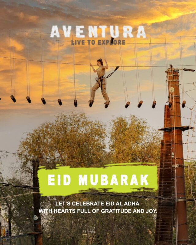 From all of us at Aventura Parks, Eid Mubarak! 

May your heart be filled with gratitude and peace. 

Aventura Parks is closed for the summer, but we’ll be reopening on September 12, 2025. We can’t wait to welcome you back for more unforgettable adventures! 

#EidMubarak #EidAlAdha #AventuraParks.